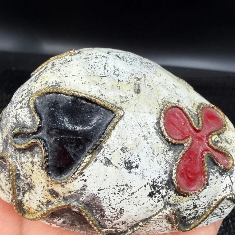 Vintage Mexican Folk Art Decorative Playing Card Suits Spade Club Paperweight